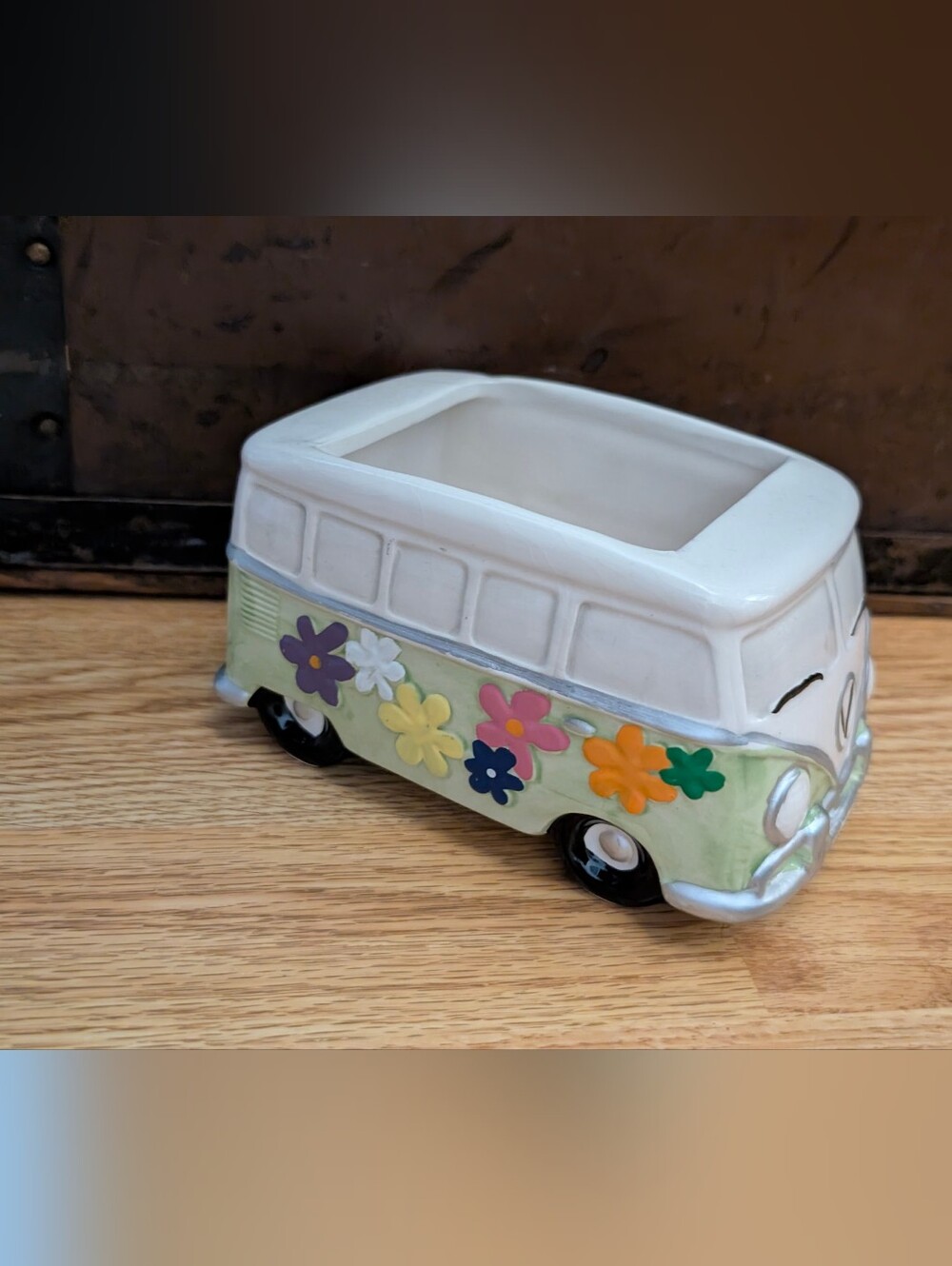 Ceramic Groovy Hippie VW Bus Flower Power Planter
